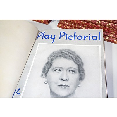 Large Collection of Bound Play Pictorial Magazines with Gilt Embossed Covers, Circa 1930s