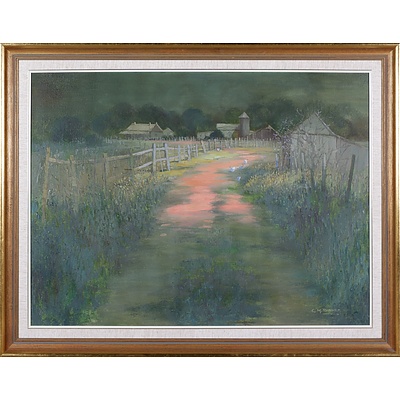 Colleen Parker (1944-2008) Farm Trail Ends, Oil on Canvas