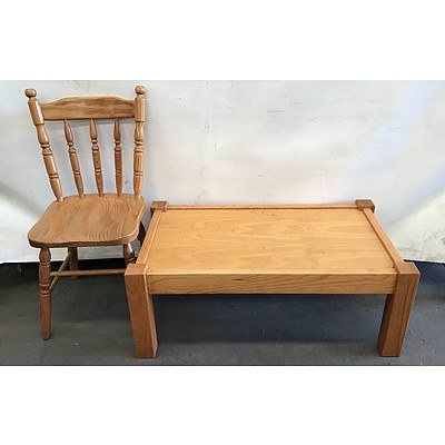 Pine Coffee Table and Chair