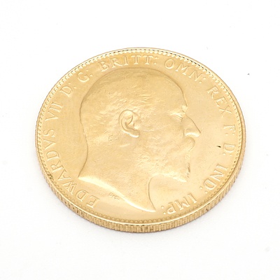 1909 Gold Sovereign, Edward VII, Perth Mint, 9g