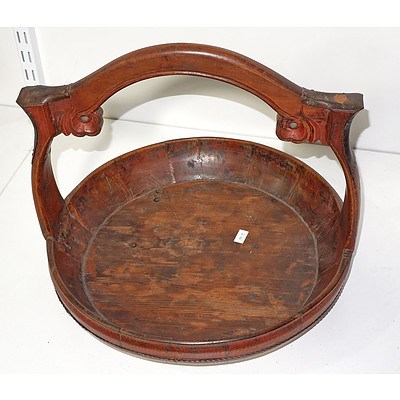 Chinese Metal Mounted Lacquer Wood Food Carrier
