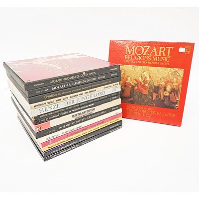 Mozart Religious Music, Mozart Idomeneo and More, 15 33RPM Hard Cover Record Sets