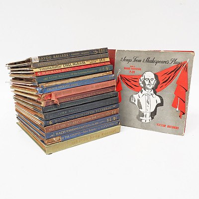 Songs from Shakespeare's Plays Sung by Marie Houston p-39, Bayou Ballads and more, 17 Hard Cover Record Albums