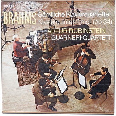 Brahms Samtliche Klavierquartette Klavierquintett f-moll (op.34) Artur Rubinstein Guarneri-Quartett, 33RPM in Hard Cover Case