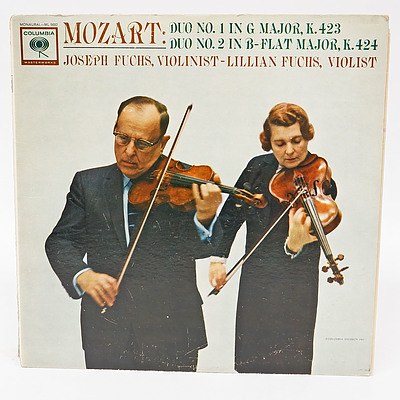 Mozart Duo No.1 in G major K.423 Duo No.2 in B flat major K.424 Joseph Fuchs Lillian Fuchs Violinists, LP 33RPM
