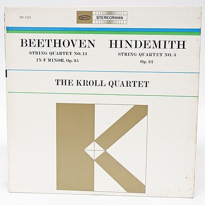 Beethoven String Quartet No.11 in F minor Op.95 Hindemith String Quartet No.3 Op.22 The Kroll Quartet, 33RPM
