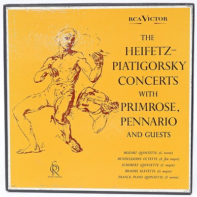 RCA Victor The Heifetz-Piatigorsky Concerts with Primrose, Pennario and Guests, 33RPM in Hard Cover Case