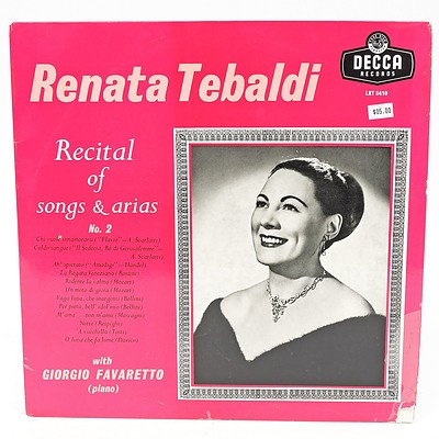 Renata Tebaldi Recital of Songs and Arias with George Favaretto No.2, LP 33RPM