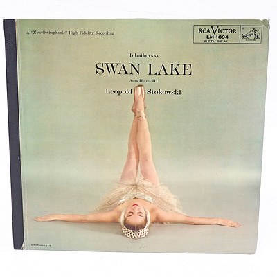 Tchiakovsky Swan Lake Acts II and III Leopold Stokowiski, LP 33RPM in Hard Cover