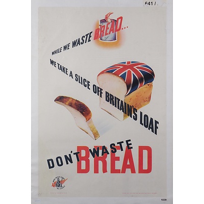Original Poster, Don’t Waste Bread, UK Circa 1940s