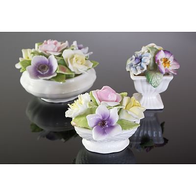 Three Ceramic Flower Boquettes, Including Coalport and Balmoral China 