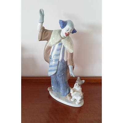 Spanish Nao Figure of a Clown with Dog
