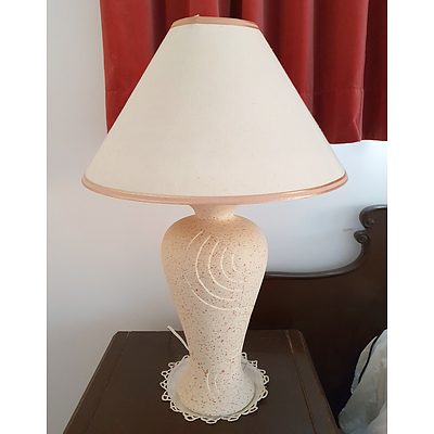 A Pair of Skillhands Rose Oatmeal Table Lamps