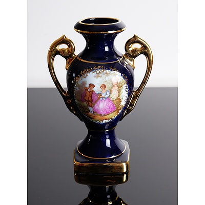 French Limoges Gilt Porcelain Mantle Vase