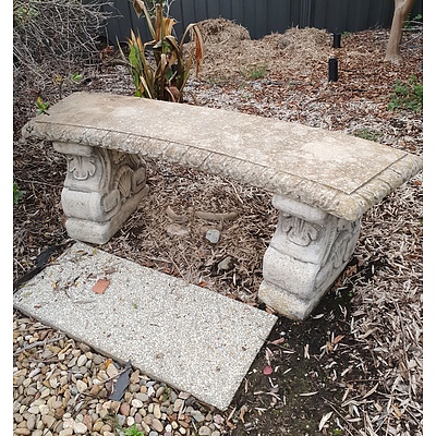 Cast Composite Twin Pedestal Garden Bench