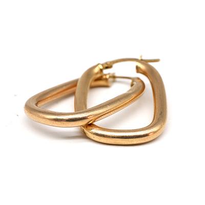 9ct Yellow Gold Oval Round Tube Earrings, 2.1g