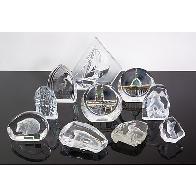 A Group of Various Crystal and Glass Desk Ornaments, Including Hoya and More