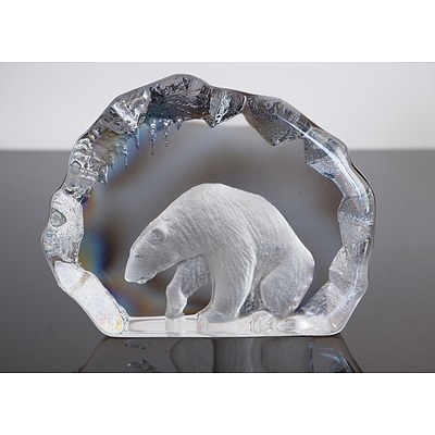 Swedish Mats Jonasson Crystal Polar Bear Desk Ornament