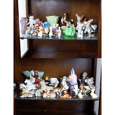 A Large Group of Retro Animal Ornaments and Figural Vases, Including Gobel Cat 