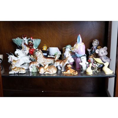A Large Group of Retro Animal Ornaments and Figural Vases, Including Gobel Cat 