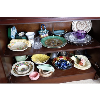 Two Shelves of China, Glass and More, Including Wedgwood, Kerry, Burselm and Carlton Ware