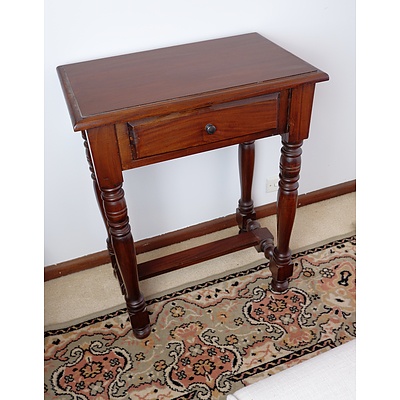 Indonesian Mahogany Sidetable with Drawer
