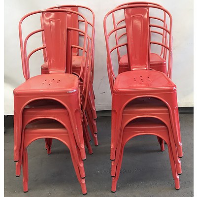 12 Sigtah Red Metal Cafe Chairs