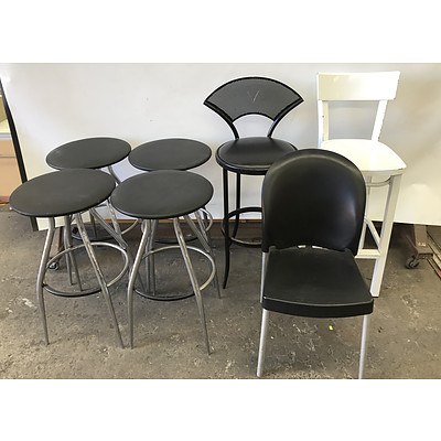 Bar Stools and Chair -Lot Of Seven