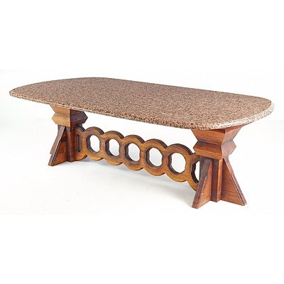 Unusual Modernist Maple and Granite Topped Coffee Table