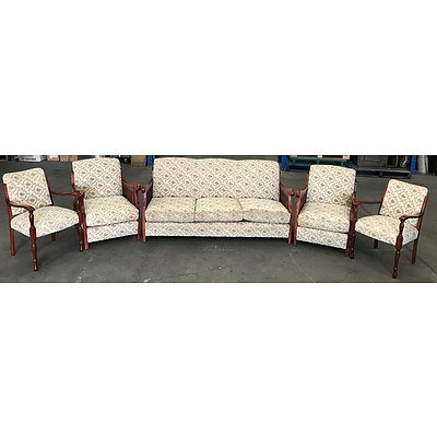 Five Piece Floral Upholstered Lounge Setting