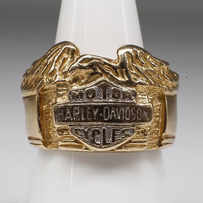 9ct Yellow Gold Harley Davidson Ring, 20.5g