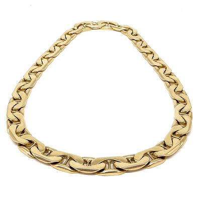 14ct Pale Yellow Gold Inserted Filed Curb Link Chain, 394g