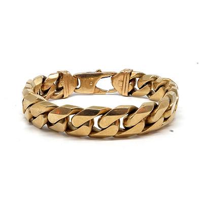 9ct Yellow Gold Filed Curb Link Bracelet, 128g