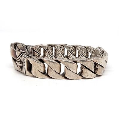 Heavy Sterling Silver Scott K Curb Link Bracelet, 187g