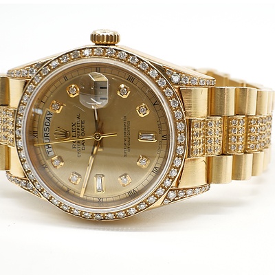 Genuine Rolex 18ct Yellow Gold and Diamond Gents President Day-Date 36mm with Factory Band
