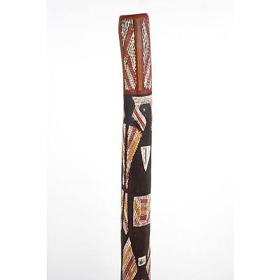 Aboriginal Artist Unknown (Arnhem Land) Didgeridoo, Hollowed Log with Ochre Decoration of Marine Life