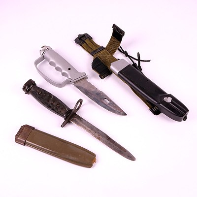 Survival Knife with Compass and Scabbard and USM8A1 Bayonet with Scabbard
