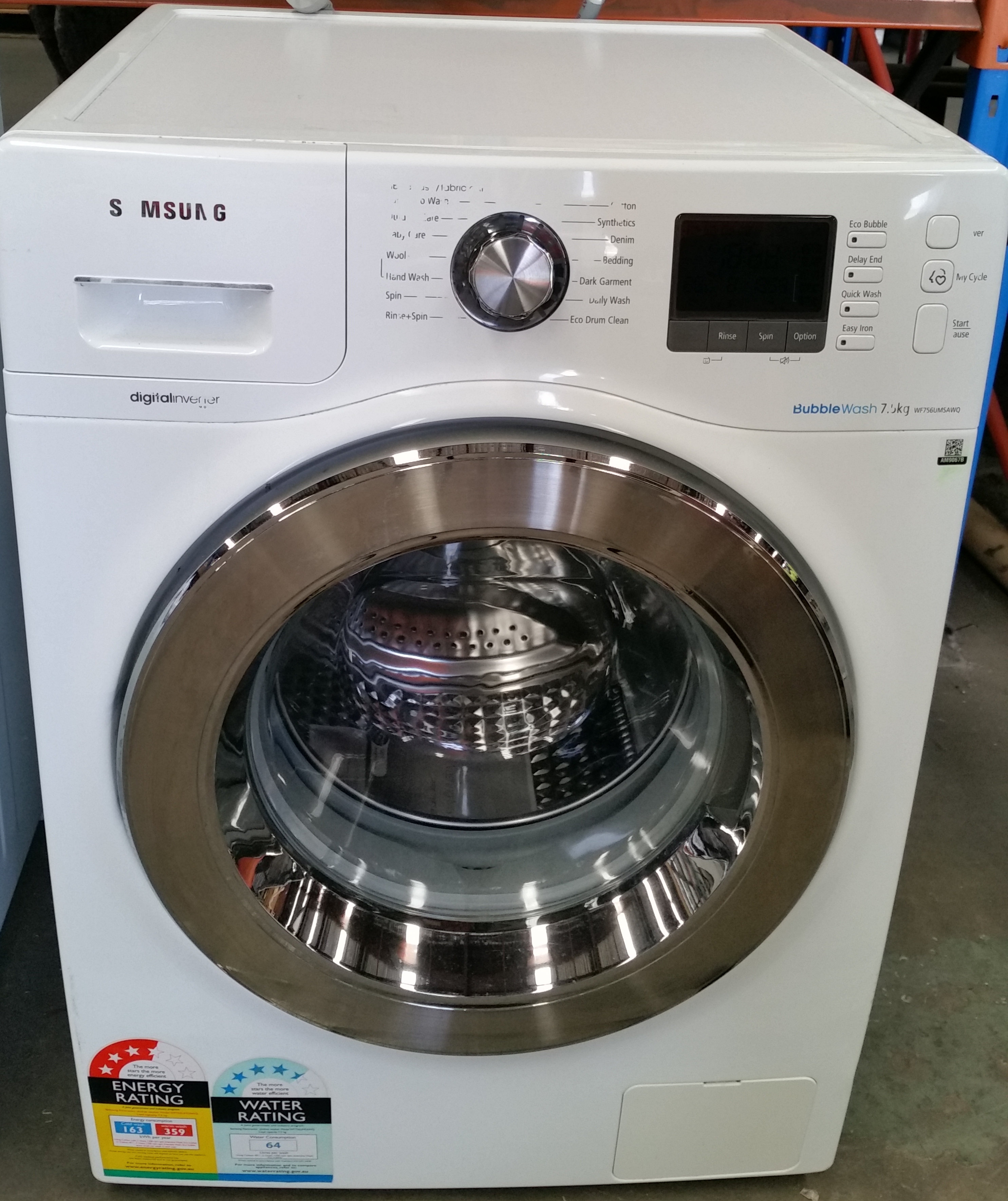 samsung bubble wash 7.5 kg wf756umsawq