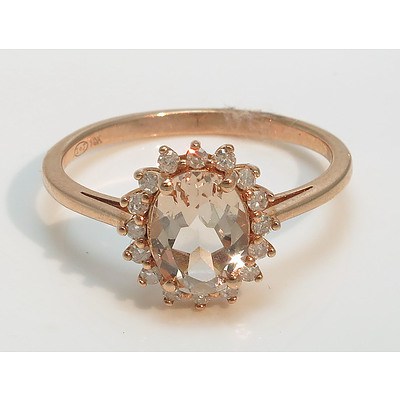 Morganite & Diamond Ring - 10ct Gold