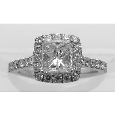 Egl Certified 1 Carat Princess-Cut Diamond Ring With 30 Round Brilliant-Cut Supporting Diamonds