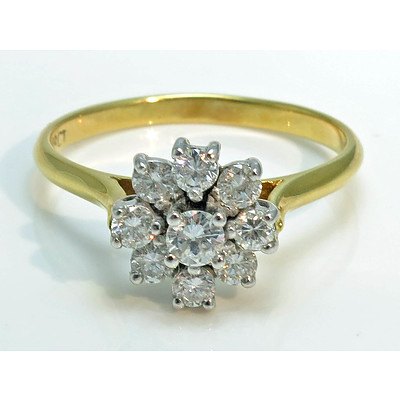 Half Carat Diamond Cluster Ring 18ct Gold