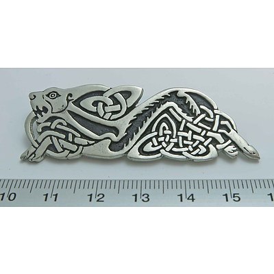 Celtic Pewter Wolf & Knot Brooch