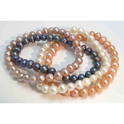 Set of 4 Fresh-Water Cultured Pearl Bracelets