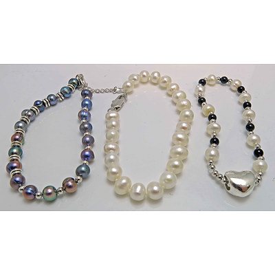 Set of 3 Fresh-Water Cultured Pearl Bracelets