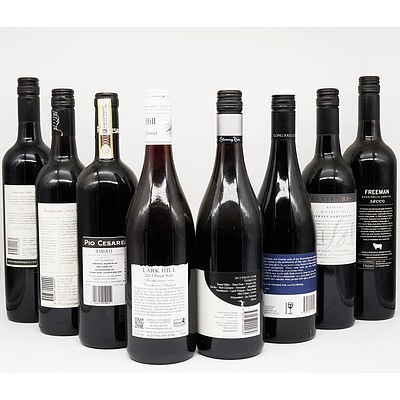 Group of Eight Mixed Wine 750ml Bottles Including Pio Cesare Barolo, Long Rail Gully Shiraz, Lark Hill Pinot Noir and More