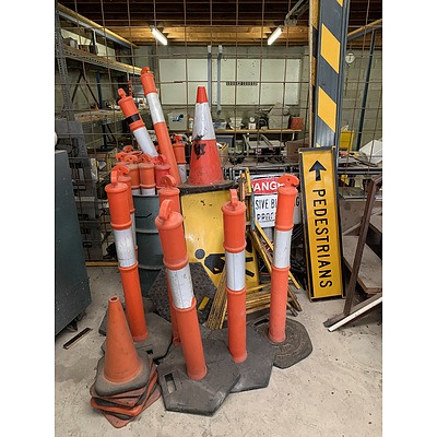 Selection Of Outdoor Worksite Barriers, Warning Signs and Bollards