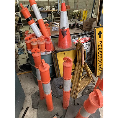 Selection Of Outdoor Worksite Barriers, Warning Signs and Bollards