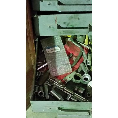 Steel Tool Cabinet/Workbench With Various Tools and Hardware