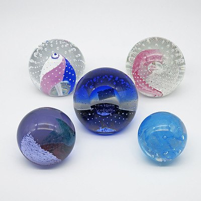Four Caithness and One Langham Paperweight (5)