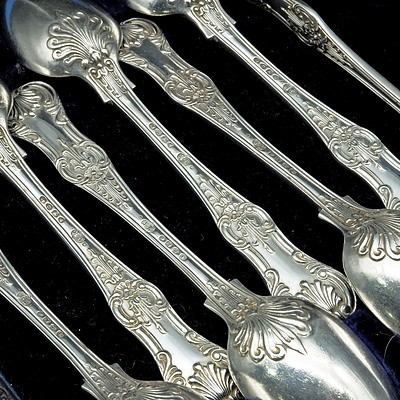 Set of Twelve Boxed Victorian Sterling Silver Sugar Spoons and Tongs Retailed by Kilpatrick & Co Melbourne
